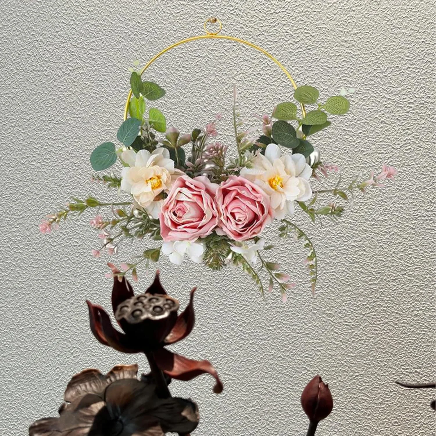 Dekokranz aus Kunst-Trockenblumen – Tür- & Wanddeko, wiederverwendbar
